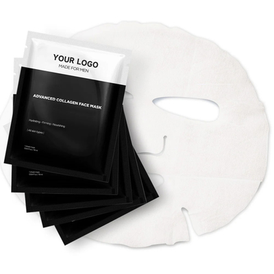 Masque facial personnalisé à feuille de logo pour hommes nourrissant Oryza Sativa Rice Lees Extract 5 pièces