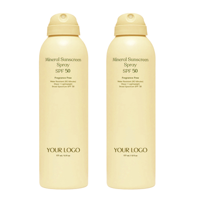 Étiquette privée SPF 50 Crème solaire Spray Paquet jumeau Crème solaire résistante à l' eau Paquet de 2