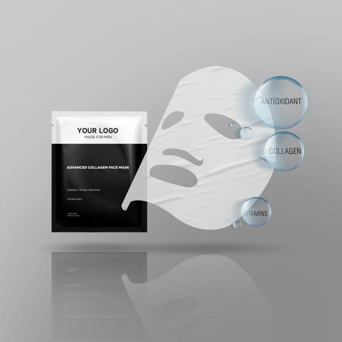 Masque facial personnalisé à feuille de logo pour hommes nourrissant Oryza Sativa Rice Lees Extract 5 pièces 1
