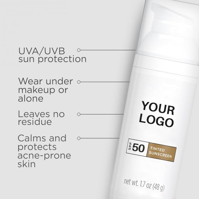 Soutenir la marque privée teintée écran solaire SPF 50 avec oxyde de zinc dioxyde de titane 1