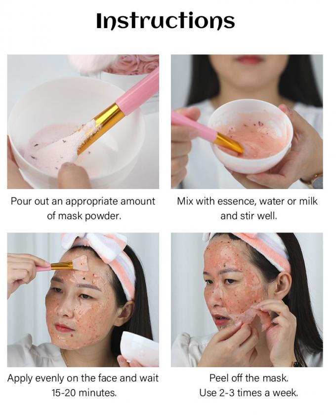Masque à gelée pour le visage Anti-âge hydratant pétales de rose blanchissant le visage Masque en poudre 3