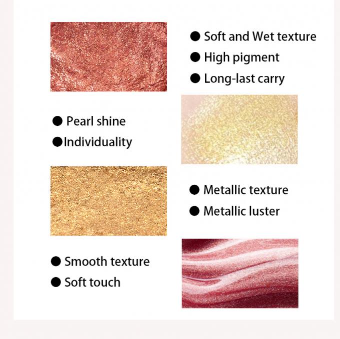 Glitter métallique de couleur mixte palette d'ombres pour les yeux élégant satin mat ingrédient minéral 6