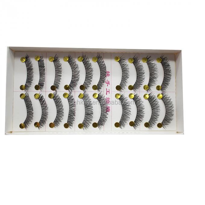 Taïwan Faux cils en fibre colle pour grands yeux M14 Noir naturel QBEKA 10 paires Femmes 0