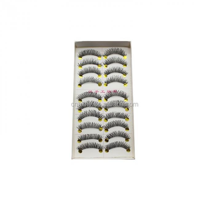 Taïwan Faux cils en fibre colle pour grands yeux M14 Noir naturel QBEKA 10 paires Femmes 1
