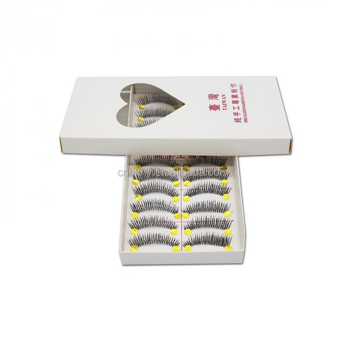 Taïwan Faux cils en fibre colle pour grands yeux M14 Noir naturel QBEKA 10 paires Femmes 4
